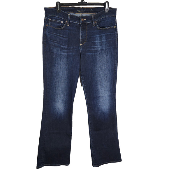 Lucky Brand Women Ankle Sweet Boot Jeans Size 12/31 Mid Rise Twilight Blue Denim - Picture 1 of 15